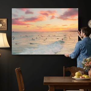 Sunset Beach Wall Art Canvas Print – Soft Coastal