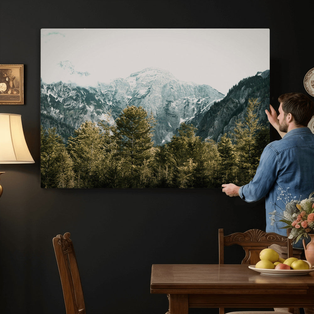 Mountain Forest Wall Art Canvas Print, Alpine Landscape