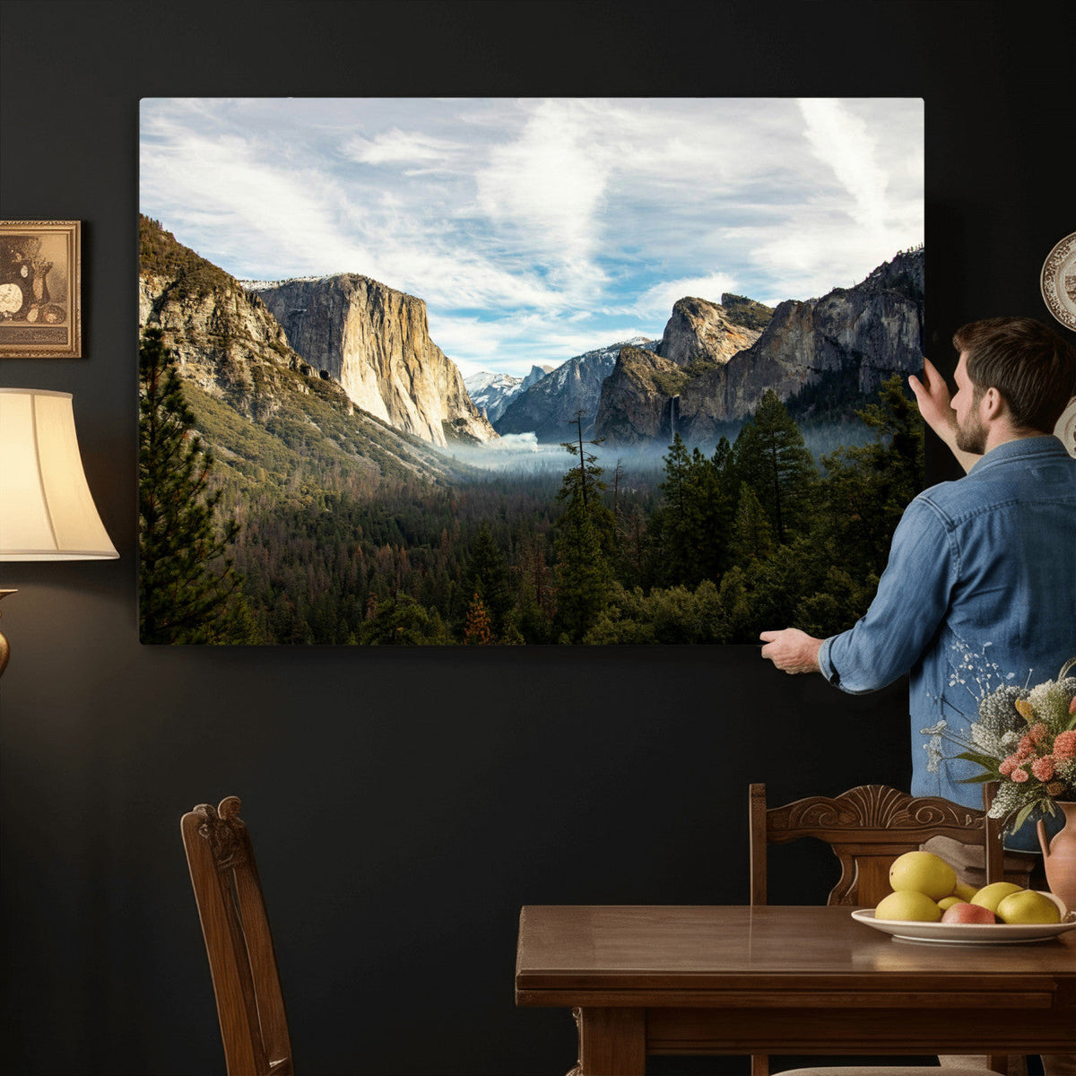 Yosemite Valley Mountain Wall Art Canvas Print, Granite