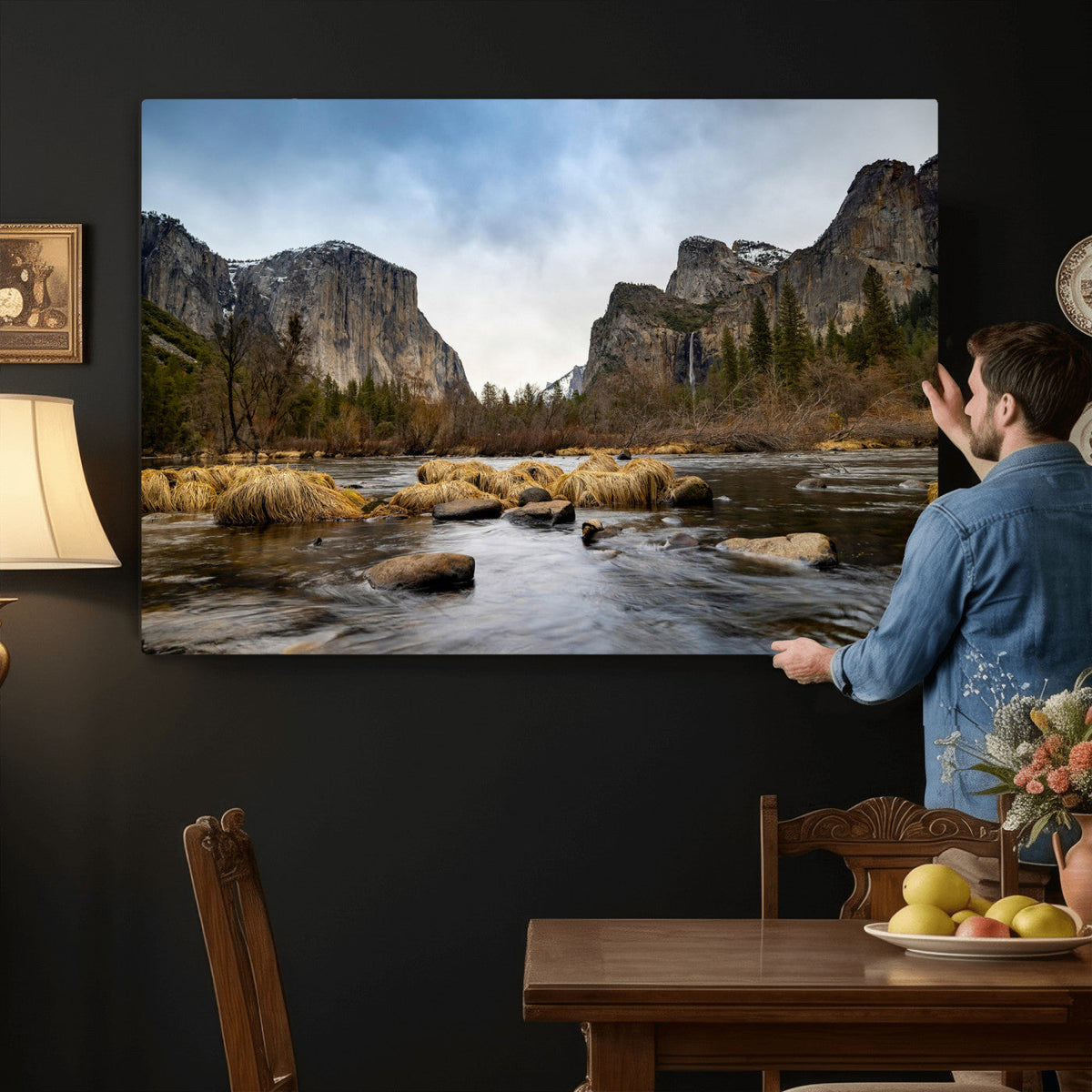 Yosemite Valley Mountain Landscape Wall Art Canvas Print,