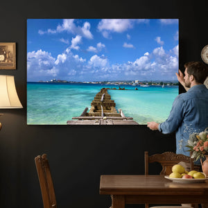 Caribbean Ocean Pier Seascape Wall Art Canvas Print,