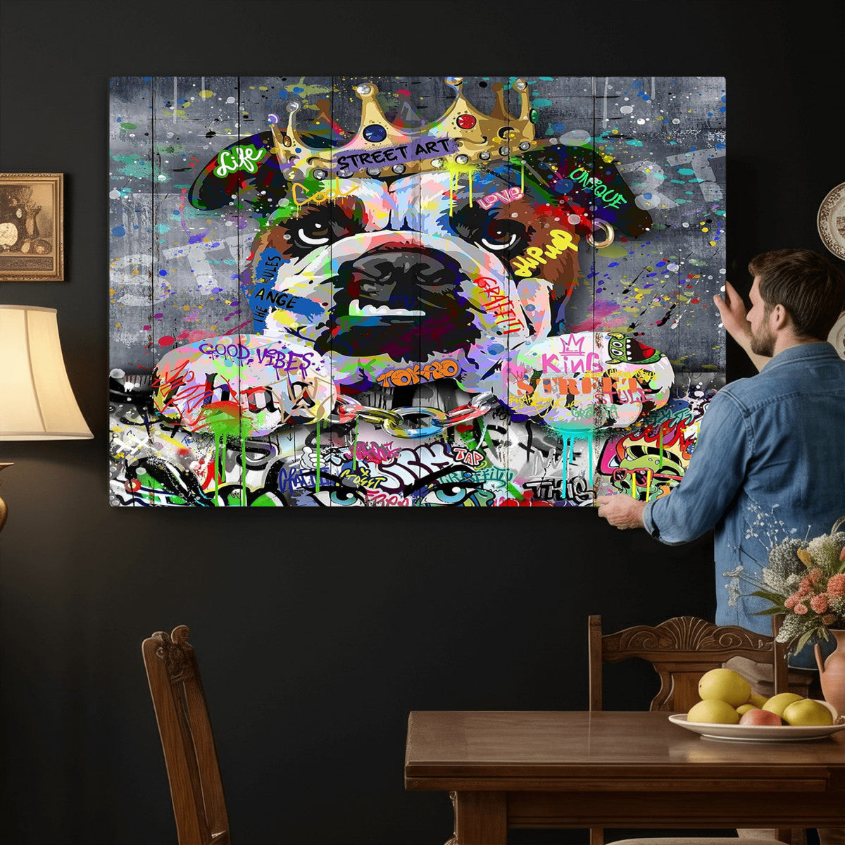 Graffiti Dog Wall Art Decor for Teen Bedroom - Abstract