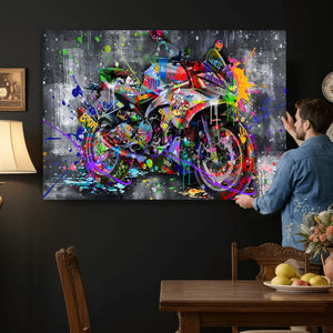 Graffiti Motorcycle Wall Art Canvas Print, Urban Street Art