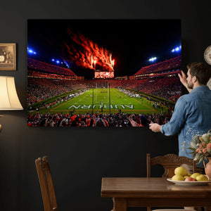 Auburn Stadium Wall Art Canvas Print, College Football Night