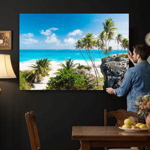 Tropical Beach Wall Art Canvas Print, Palm Tree Ocean