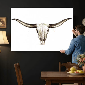 Longhorn Skull Wall Art Canvas Print – Rustic Western