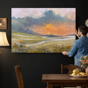 Mountain Sunset Wall Art Canvas Print Vintage Landscape