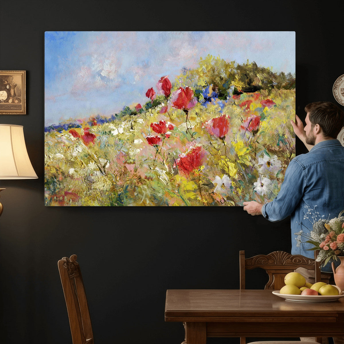 Abstract Mountain Landscape Wall Art Canvas Print – Textured