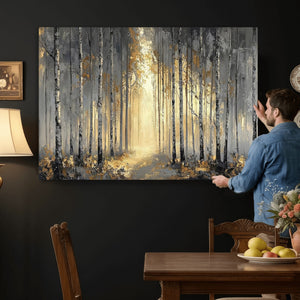 Abstract Birch Forest Wall Art Canvas Print – Modern Neutral
