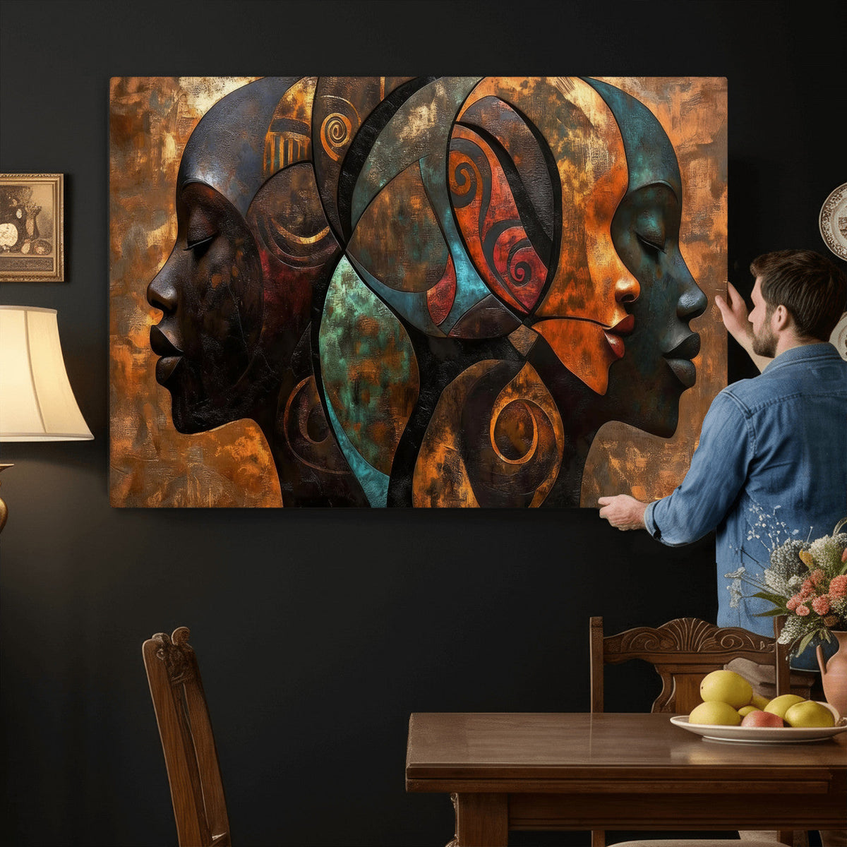 Abstract Afro American Women Wall Art Canvas Print