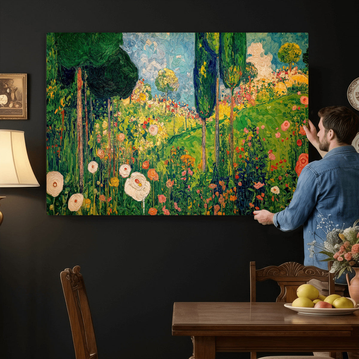 Gustav Klimt Boho Mountain Landscape Large Wall Art,