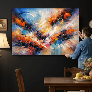 Lyrical Abstraction Wall Art Canvas Print, Orange Blue