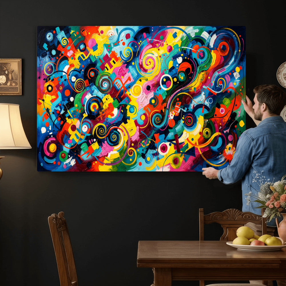 Geometric Abstract Wall Art Canvas Print, Bold Color