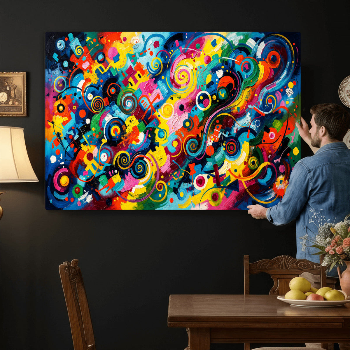 Geometric Abstract Wall Art Canvas Print, Bold Color