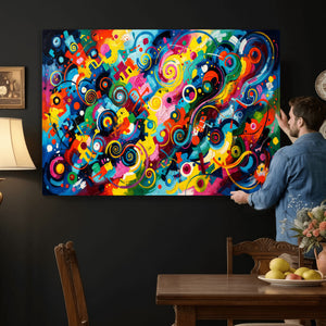 Geometric Abstract Wall Art Canvas Print, Bold Color