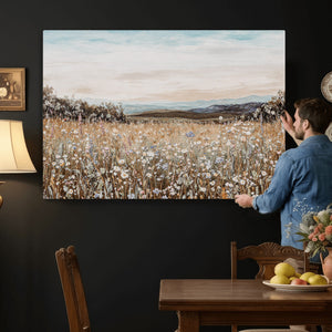 Neutral Wildflower Field Canvas Wall Art — Beige Earth Tone