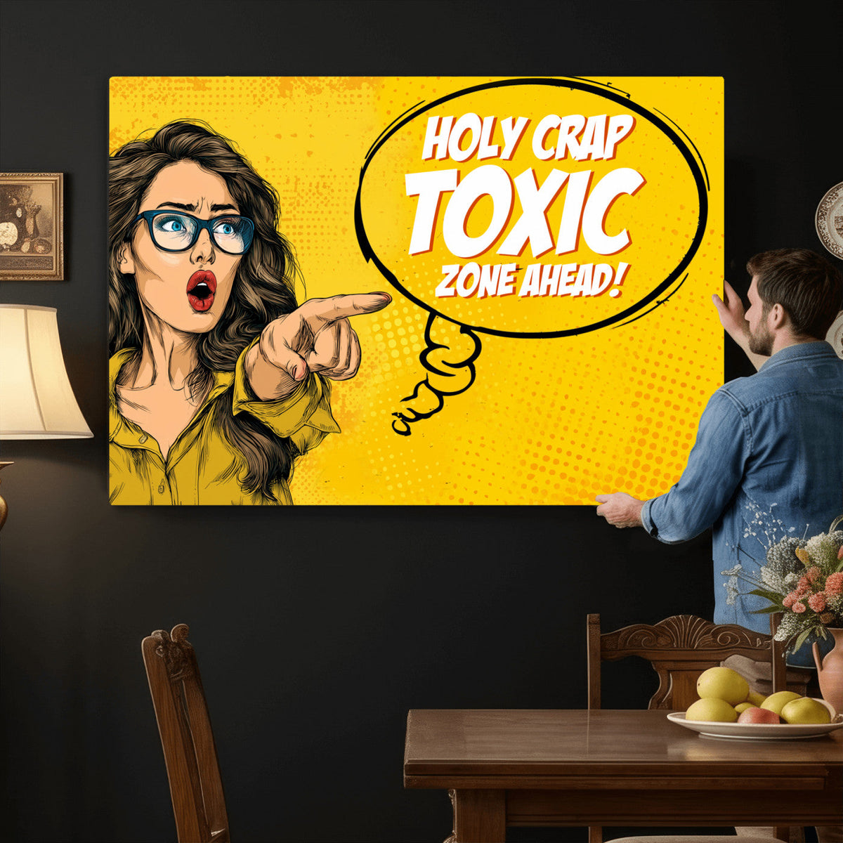 Pop Art Print Bathroom Sign Wall Art Canvas Print — Funny