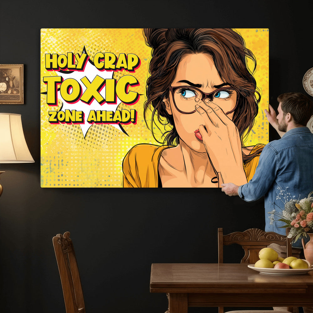 Pop Art Print Bathroom Sign Wall Art Canvas Print — Funny