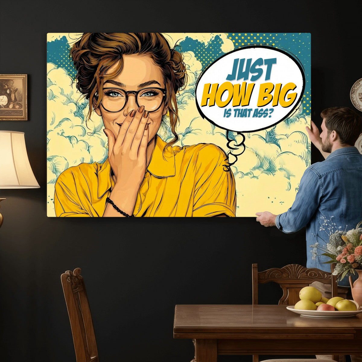 Pop Art Print Bathroom Sign Wall Art Canvas Print — Funny