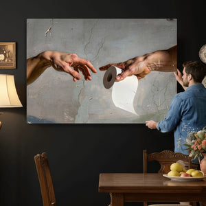 Funny Bathroom Wall Art Canvas, Creation of Toilet Paper