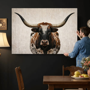 Texas Longhorn Canvas Wall Art Western Bull Desert Moody