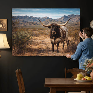 Texas Longhorn Canvas Wall Art Western Bull Desert Moody