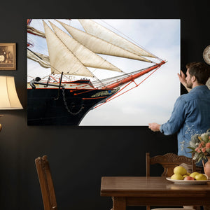 Sailboat Wall Art Canvas Print, Vintage Ship Bow Framed