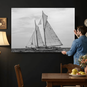 Vintage Sailboat Wall Art Canvas Print, Black and White