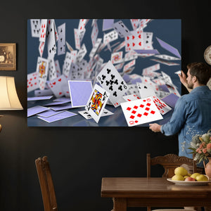 Playing Cards Canvas Wall Art | Casino Game Room Decor,