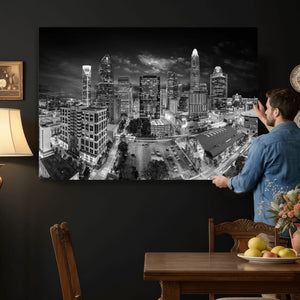 Charlotte Skyline Canvas Wall Art Print – North Carolina Cityscape Photography Print