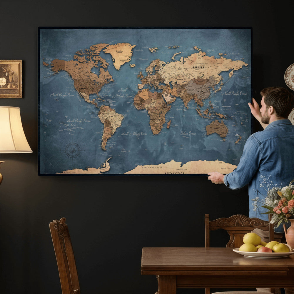World Map Canvas Wall Art Canvas Print