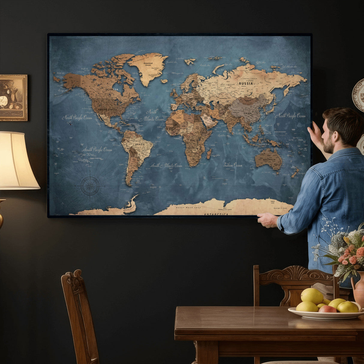 World Map Canvas Wall Art Canvas Print