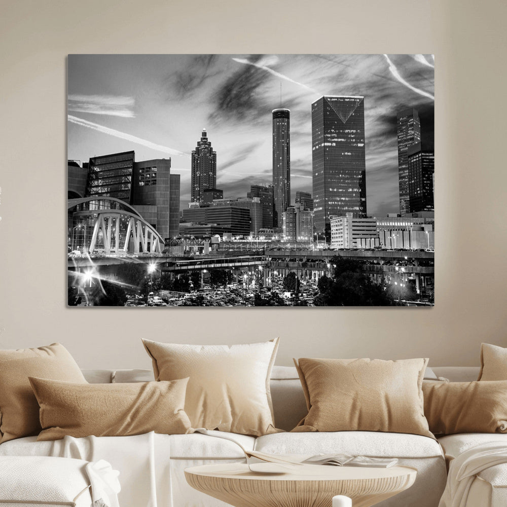 Black and White Atlanta Wall Art Canvas Print