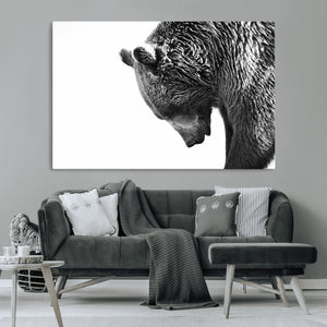 Black and White Grizzly 399 Bear Canvas Print Wall Art |