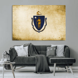 Massachusetts Flag Wall Art Canvas Print