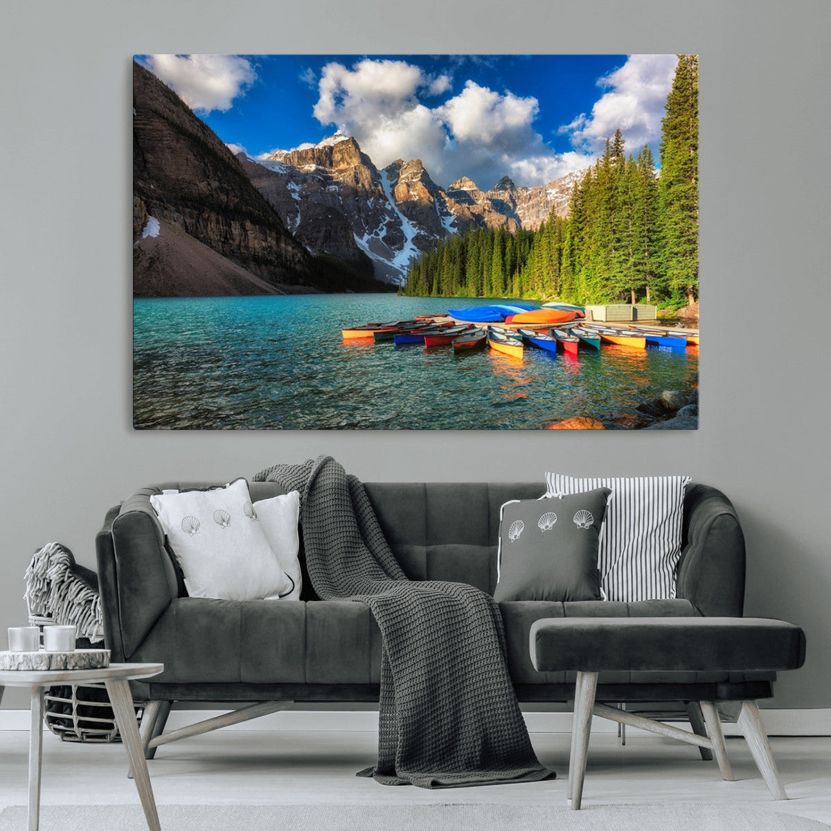 Moraine Lake 3-Panel Wall Art, Majestic Mountain and Lake