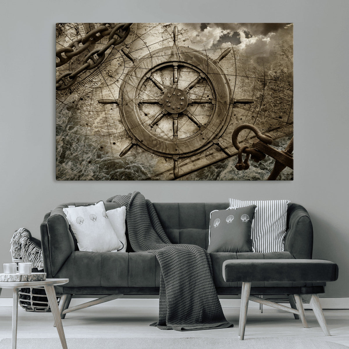 Wooden Ship Wheel Canvas Print, Multi Panel Canvas Wall Art