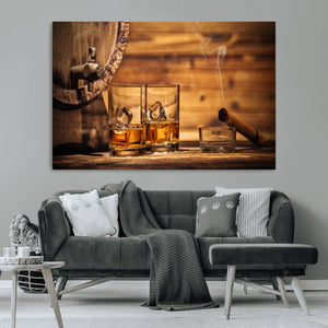 Rustic Whiskey and Barrel Canvas Print