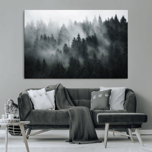 Foggy Forest Wall Art Canvas Print | 3 Panel Large Misty