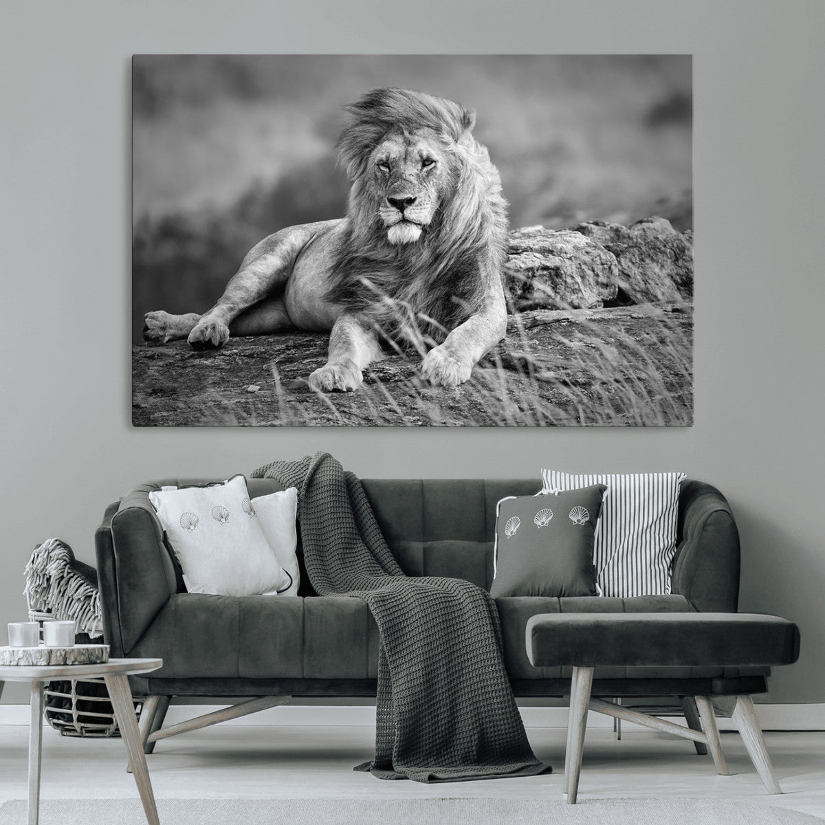 King Forest Lion Wall Art Canvas Print – Framed Majestic