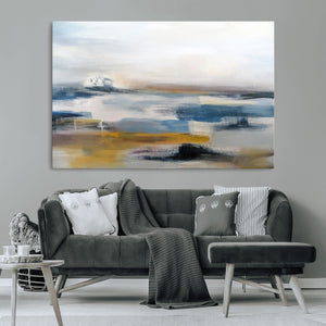 Abstract Landscape Wall Art Canvas | 3 Panel Modern Blue,