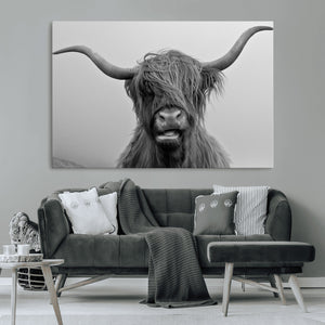 Texas Cow Wall Art Canvas, Texas Longhorn Cattle Canvas