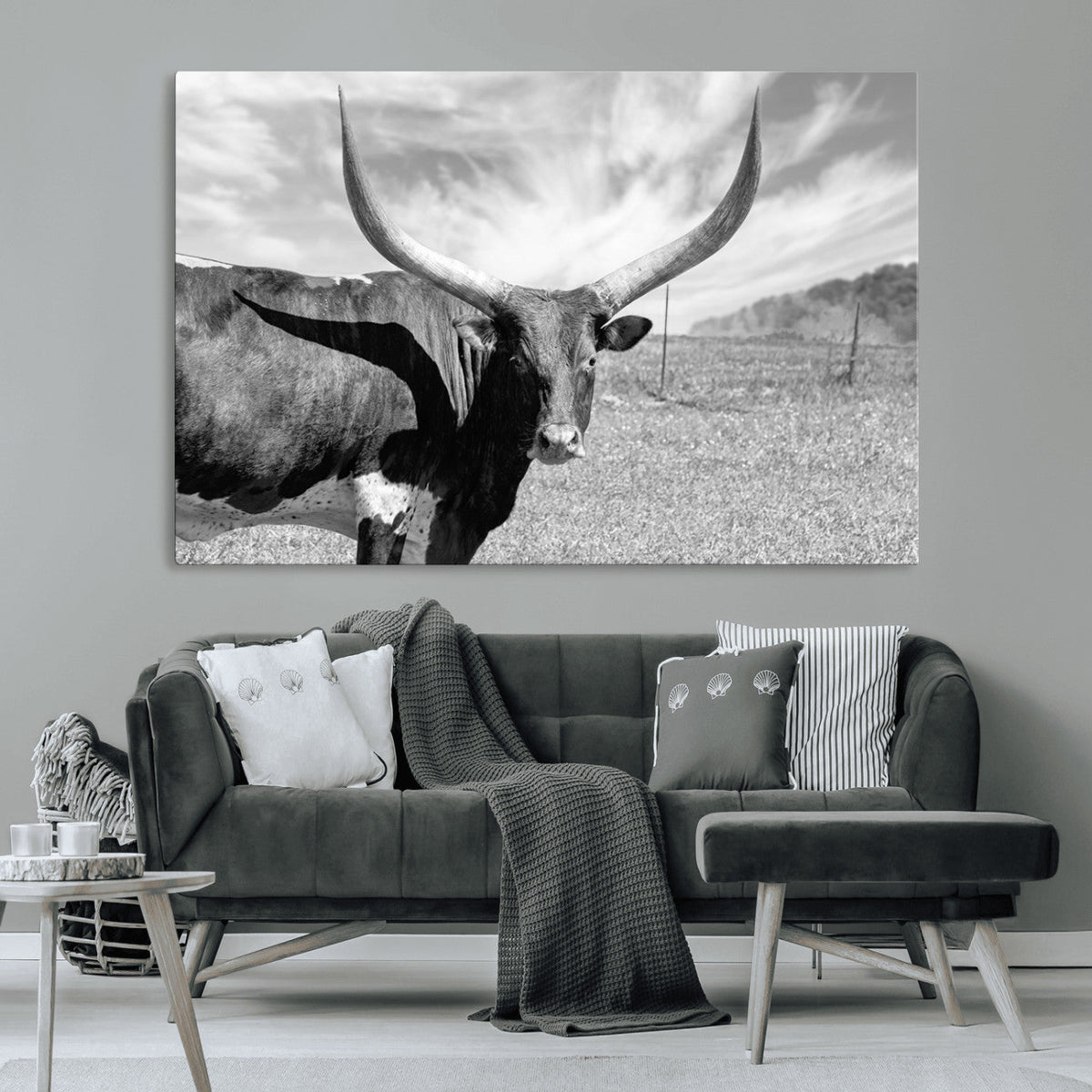 Cattle Wall Art Longhorn Cow Canvas Print