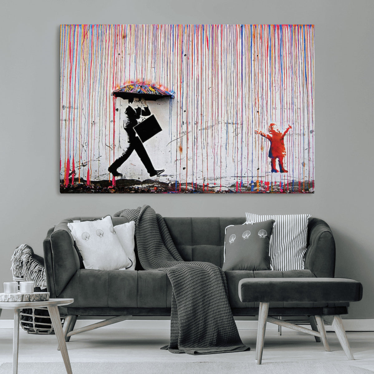 Banksy Wall Art Canvas Print, Framed Graffiti Art Picture