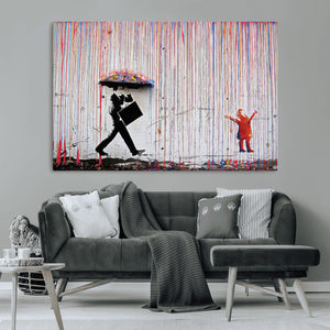Banksy Wall Art Canvas Print, Framed Graffiti Art Picture
