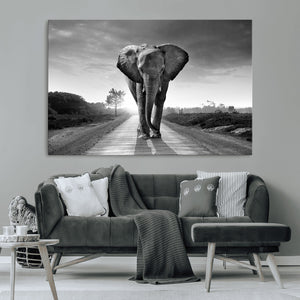 Black and White Elephant Wall Art Canvas Print