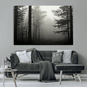 Misty Forest Wall Art Premium Canvas Print a Foggy and