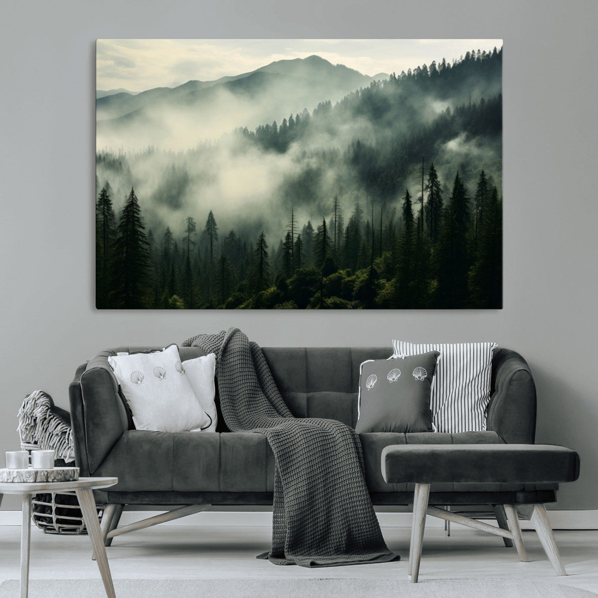 Captivating Misty Forest Wall Art Premium Canvas Print a
