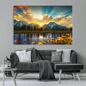 Grand Teton Park Sunrise Wall Art – Vibrant Landscape Canvas