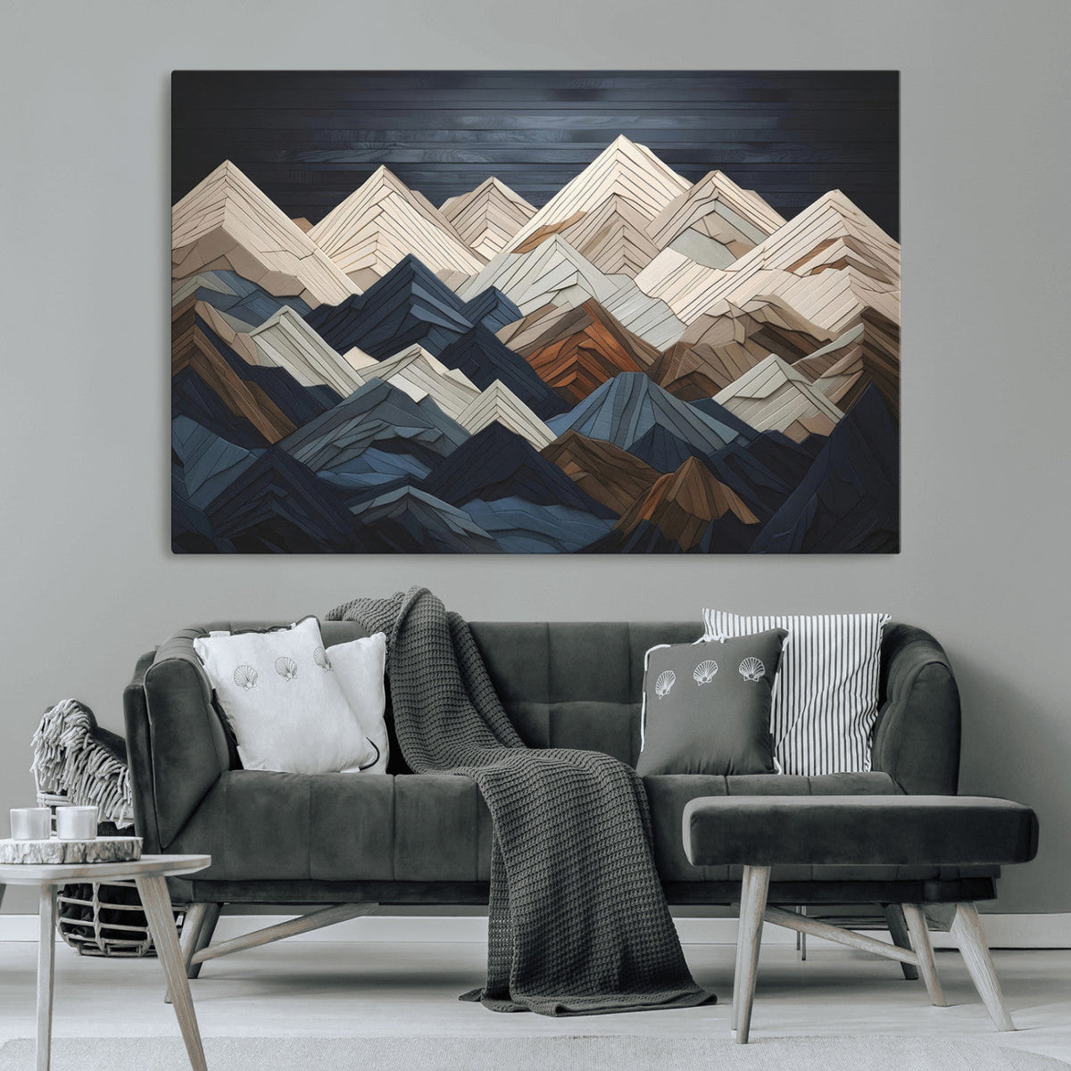 Mountain Wall Art – Modern Geometric Landscape Canvas Print,